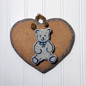 Vintage Heart Teddy Bear Wall Hanging | Cottagecore